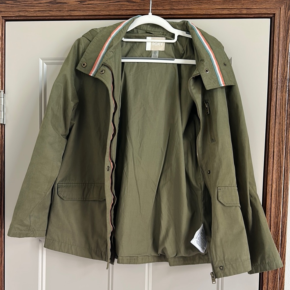 NWOT Roxy Lightening Strike Military Jacket Olive Green Women's Size 6 Medium - Picture 8 of 10